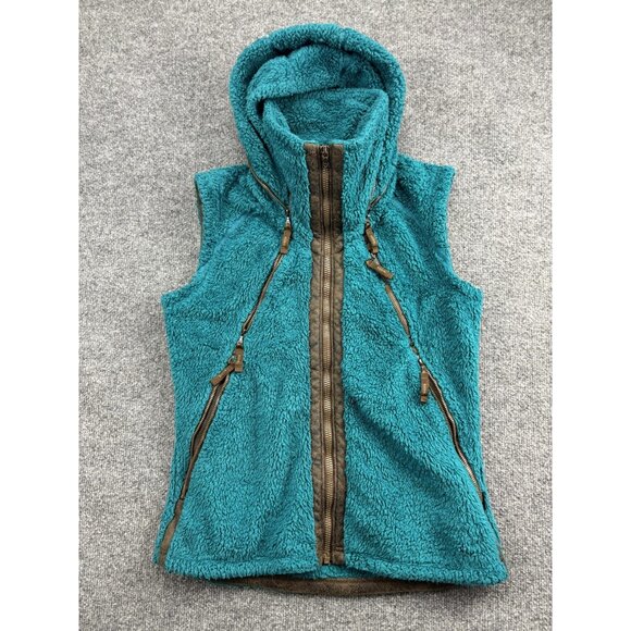 Kuhl Vest Womens Medium Blue Fleece Hooded Full Zip Outdoor Jacket Pockets Warm - Picture 1 of 7